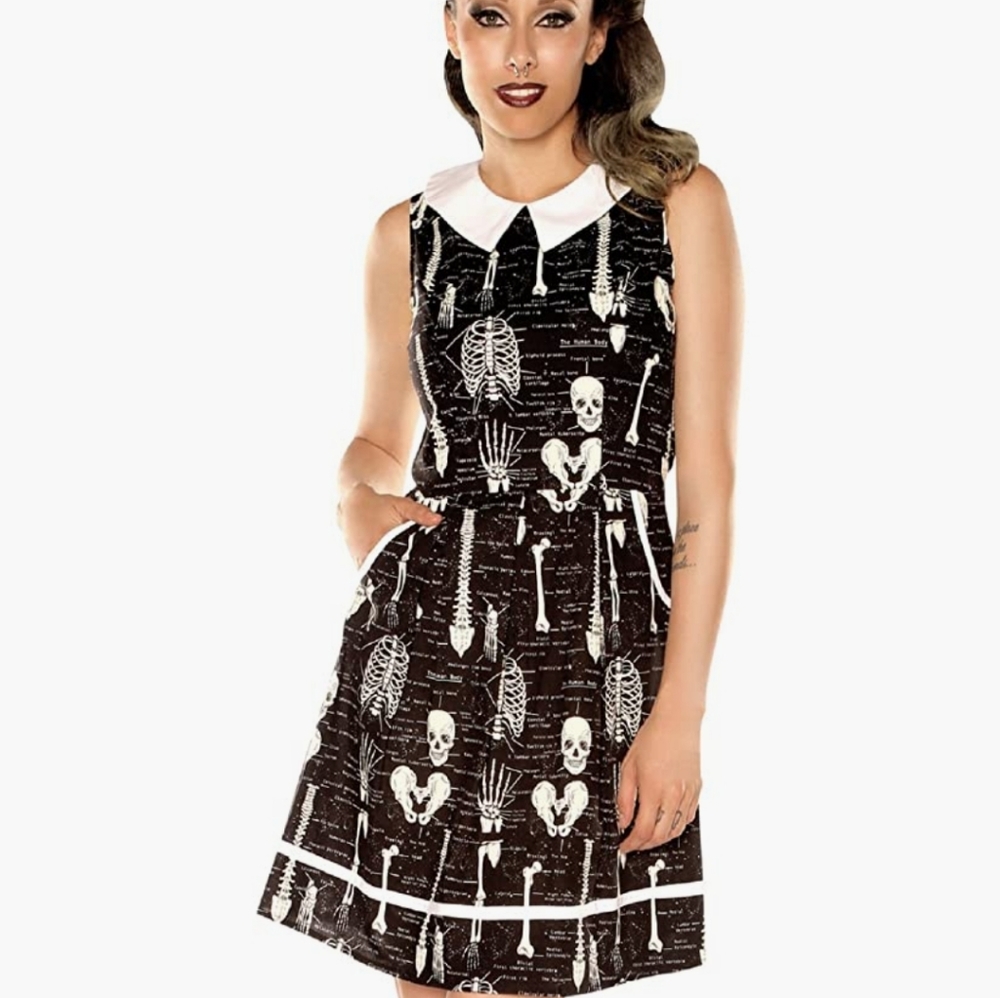 - Folter modcloth skeleton cute dress halloween spooky witchy